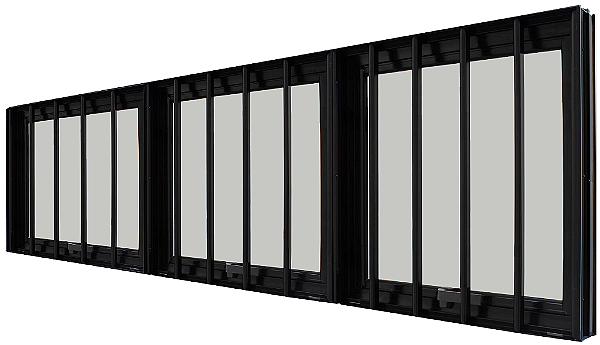 Janela Maxim-Ar 3 Seções Horizontal Com Grade Alumínio Preto Vdr. Mini Boreal - Spj Linha 25