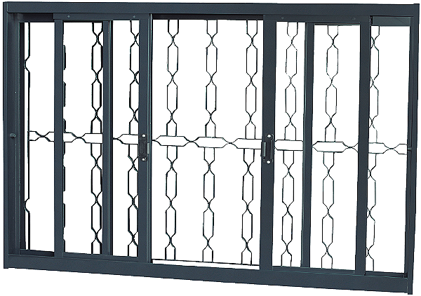 Janela De Correr 4 Folhas Panorâmica Com Grade Total Ello Sem Vidro Requadro 12 cm - Brasil Esquadrias - Universal