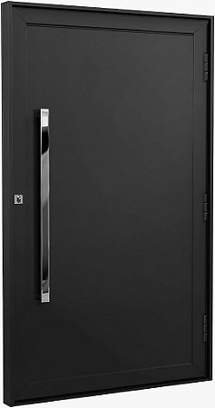 Porta Lisa Acm Preto Com Puxador De 120 Cm + Guarnição Alumínio Preto - Brasil Esquadrias - Sublime Black Saldão