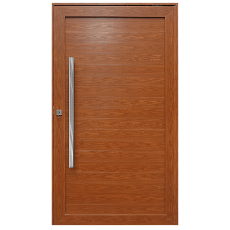 Porta Pivotante Lambril Sem Vidro Com Puxador 100Cm Alumínio Amadeirado - Linha Maxx - Esal