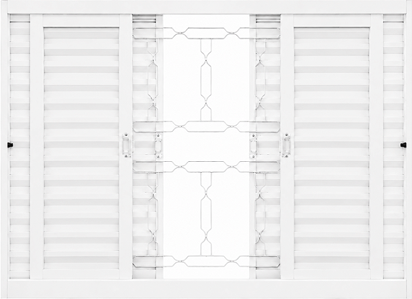 Janela Veneziana 6 Folhas Em Aço Branco Com Grade Ello Req. 12 cm - Brasil Esquadrias Inove