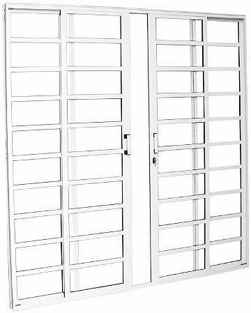 Porta De Correr 4 Folhas Horizontal Alumínio Branco Req. 6,4 Cm - Brasil Esquadrias - Premium