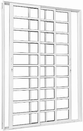 Porta De Correr 3 Folhas Móveis Horizontal Alumínio Branco - Brasil Esquadrias - Premium