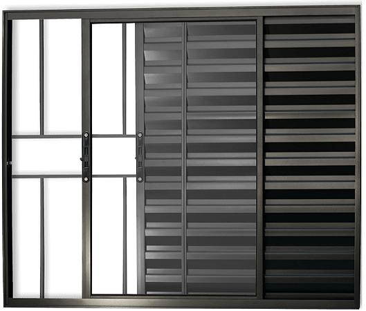 Janela Veneziana 3 Fls Com Grade Alumínio Preto - Spj Modular Saldão