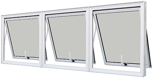 Janela Maxim-Ar 3 Seções Horizontal Sem Grade Alumínio Branco Vdr. Mini Boreal - Spj Linha 25 Saldão