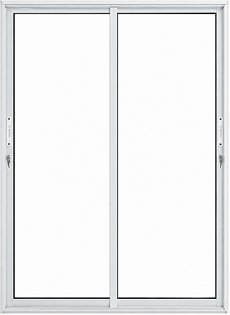 Porta De Correr 2 Fls Móveis Panorâmica Alumínio Branco Com Fechadura Vdr. Liso - Spj Linha 25
