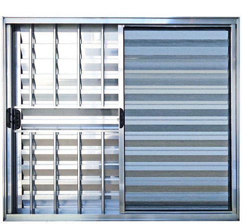 Janela Veneziana 3 Fls Com Grade Alumínio Brilhante - Spj Modular Saldão