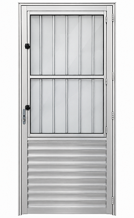 Porta Social Com Postigo Vdr. Mini Boreal Alumínio Brilhante - Spj Linha 25 Saldão