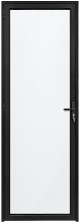 Porta Panorâmica Vidro Temperado Liso Incolor Alumínio Preto - Spj Linha 25