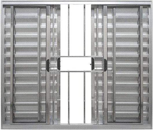 Janela Veneziana 6 Fls Com Grade Alumínio Brilhante - Spj Modular Saldão