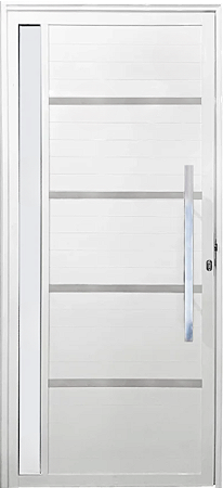 Porta Lambril Frisada 1 Visor Vdr. Boreal Com Puxador 80 Cm Alumínio Branco - Spj Premium Saldão