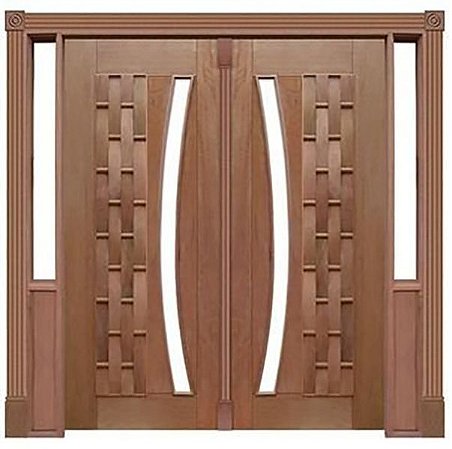Porta Pivotante Couro Longo 115 C/ 2 Folhas em Madeira Cedro Arana S/ Ferragem Batente 14 Cm - Casmavi