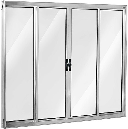 Janela Correr 4 Folhas Sem Grade Alumínio Brilhante - SPJ Modular Plus