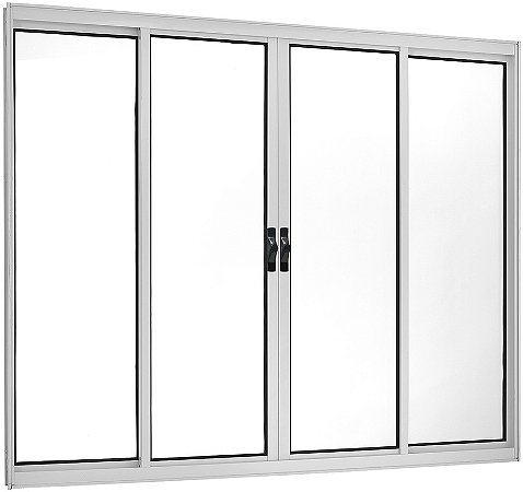 Janela Correr 4 Folhas Sem Grade Alumínio Branco - SPJ Modular Plus