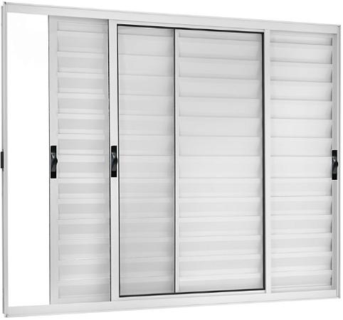 Janela Veneziana 3 Folhas Móveis Sem Grade Alumínio Branco - SPJ Modular Plus