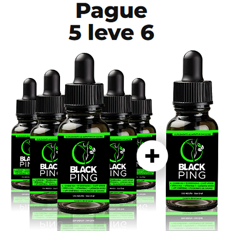 5 Frascos Black Ping + 1 Brinde - Suplemento Alimentar Com 30g