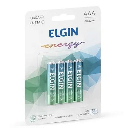Pilha alcalina AAA Elgin - pack com 4 unidades