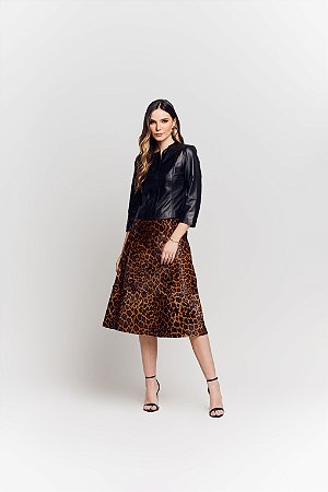 Saia Camini Couro Animal Print