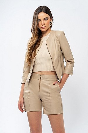 Shorts de Couro Pelica com Friso
