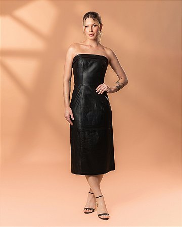 Vestido Tomara Que Caia Couro