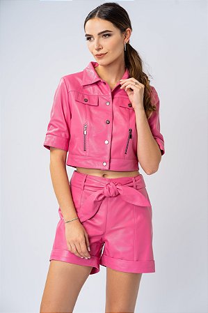 Shorts de Couro Beatriz com faixa