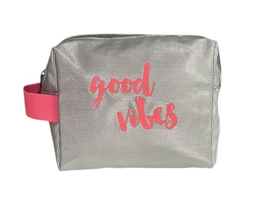 Necessaire quadradinha M prata good vibes