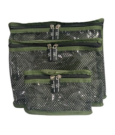 Kit nylon plastificado verde militar com preto