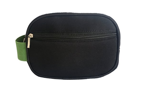 Necessaire mini dupla neoprene alça verde bandeira