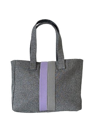 Bolsa Paris prata brilho faixa lilás e cinza