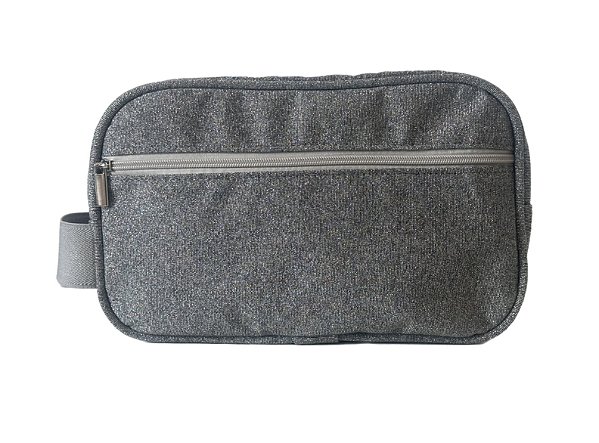 Necessaire Dupla prata brilho alça cinza