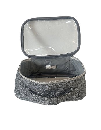 Necessaire transparente P prata brilho
