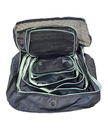 Kit nylon cinza com verde agua