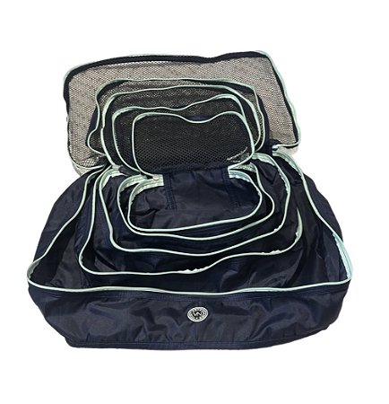 Kit nylon azul marinho com verde água