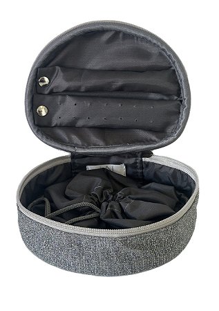 Porta jóias oval prata brilho