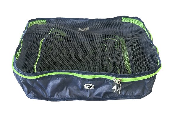 Kit nylon azul marinho com verde neon