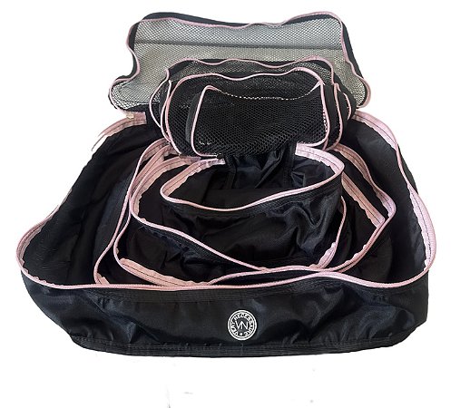 Kit nylon preto com rosa claro