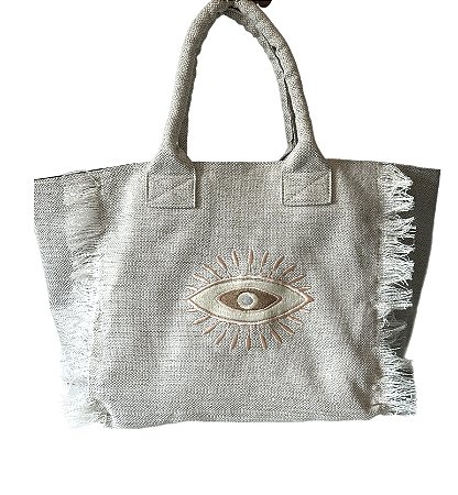 Bolsa franjas offwhite olho grego