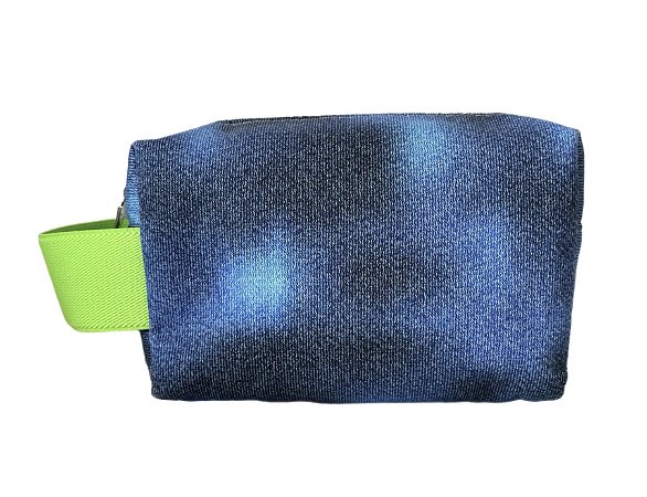 Necessaire Quadradinha blue alça verde neon