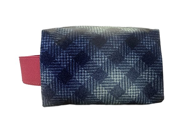 Necessaire quadradinha jeans xadrez