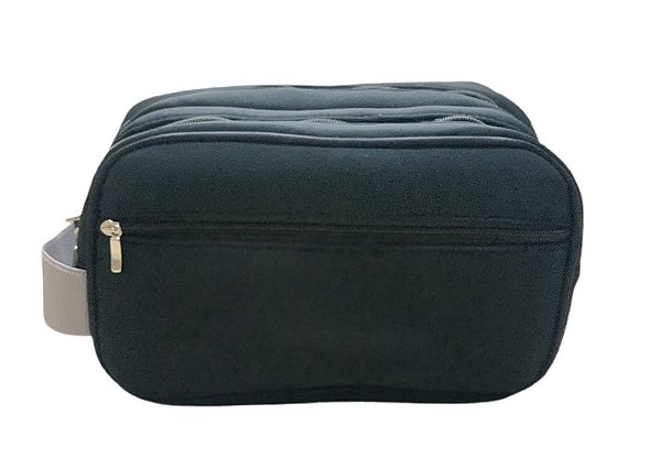 Necessaire dupla neoprene alça cinza