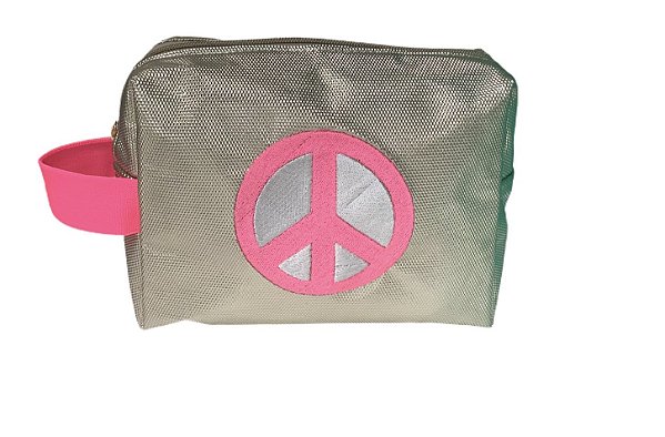 Necessaire quadradinha ouro Peace