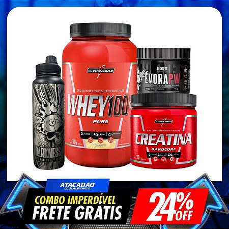 COMBO INTEGRAL: WHEY 100% + CREATINA 300G +EVORA 150G + BRINDE