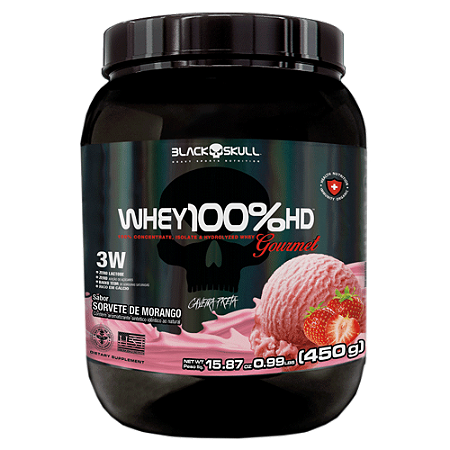 WHEY 100% HD BLACK SKULL MORANGO 450G
