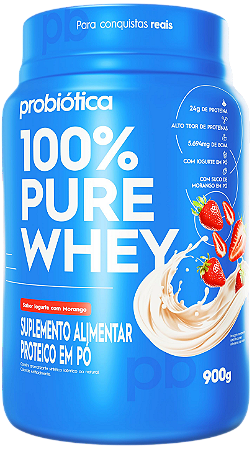 100% PURE WHEY PROBIOTICA IOGURTE/MORANGO PT 900G