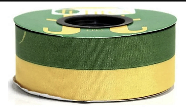 Fita de Tafeta Verde Amarela 36mm