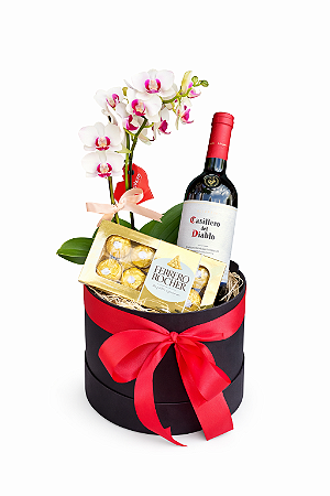 Luxuoso Box Com Flores Vinho &Chocolate