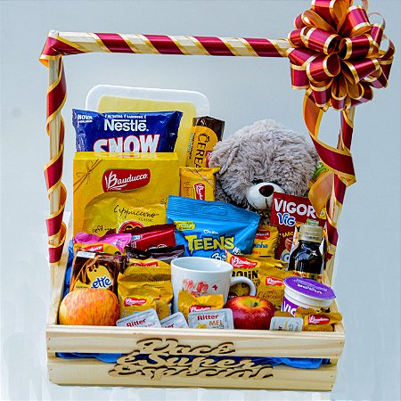 Cesta  De Café Da Manhã Com Urso de Pelúcia