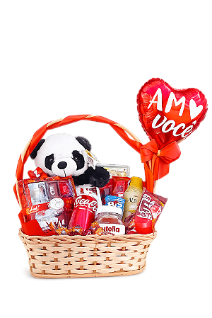 Cesta Especial De Chocolate Com Urso Panda AmoVocê