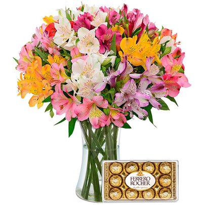 Luxuosas Astromélias Com Ferrero Rocher