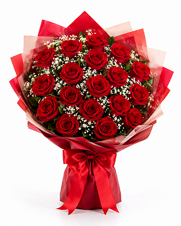 Buquê Tradicional de 18 Rosas Vermelhas